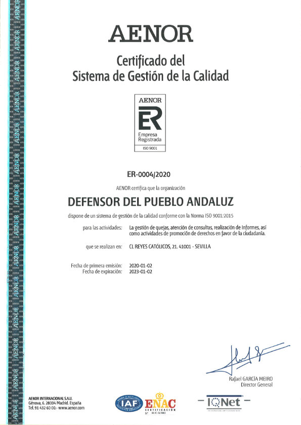 Certificación AENOR Certificación AENOR