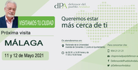 La Oficina de Atención ciudadana del Defensor se desplaza a la comarca de Antequera y a Málaga los días 10, 11 y 12 de mayo 