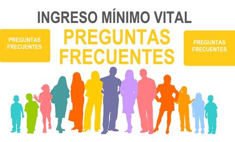 Figuras de personas de colores y texto ingreso mínimo vital - preguntas frecuentes