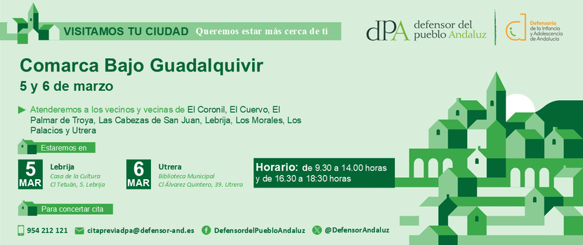 La Oficina de Información y Atención Ciudadana del Defensor del Pueblo andaluz se desplaza a la Comarca del Bajo Guadalquivir La Oficina de Información y Atención Ciudadana del Defensor del Pueblo andaluz se desplaza a la Comarca del Bajo Guadalquivir