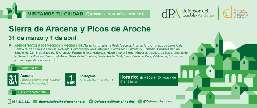 La Oficina de Atención a la ciudadanía se desplaza a la Sierra de Aracena y Picos de Aroche los días 31 de marzo y 1 de abril La Oficina de Atención a la ciudadanía se desplaza a la Sierra de Aracena y Picos de Aroche los días 31 de marzo y 1 de abril