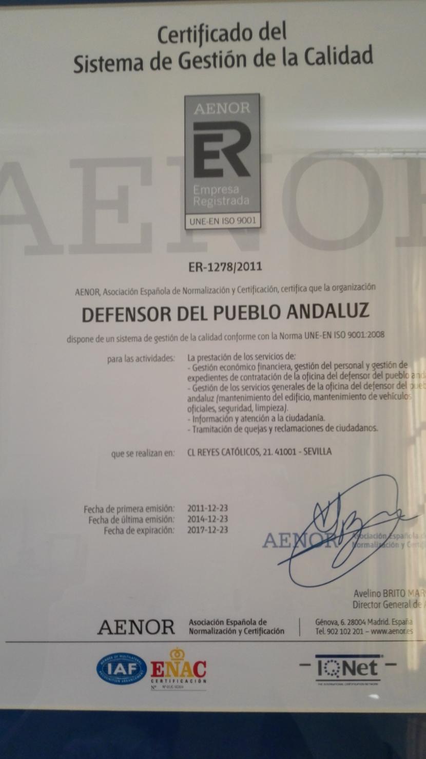 Obtenemos certificado de calidad AENOR