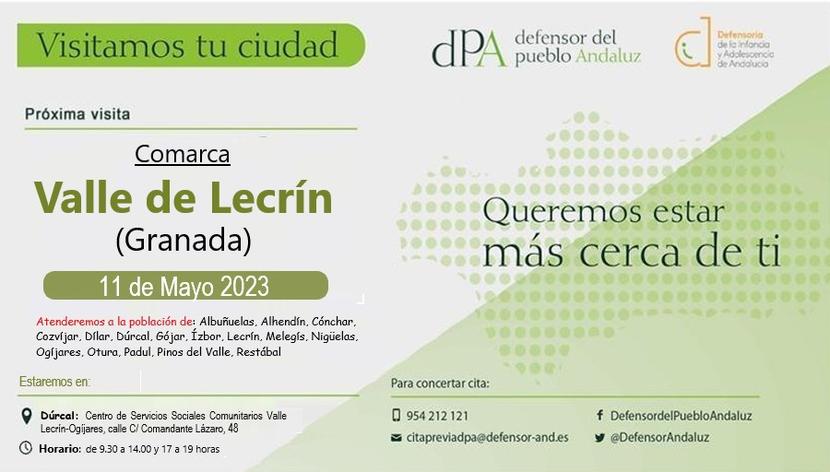 Atención presencial en el Valle de Lecrín el 11 de mayo Atención presencial en el Valle de Lecrín el 11 de mayo