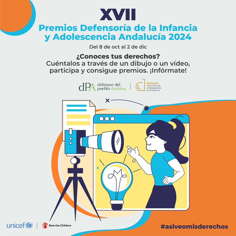 El Defensor de la Infancia y Adolescencia convoca el XVII Premio de dibujo y vídeo Así veo mis derechos para los colegios de Andalucía El Defensor de la Infancia y Adolescencia convoca el XVII Premio de dibujo y vídeo Así veo mis derechos para los colegios de Andalucía